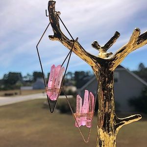 Lavender Quartz and Gold Earrings